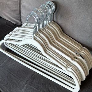 24 Beige Silver Velvet Slim Adult Hangers